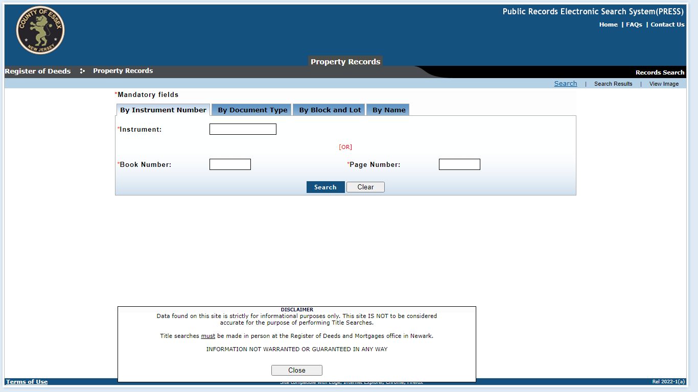 Public Records Electronic Search System